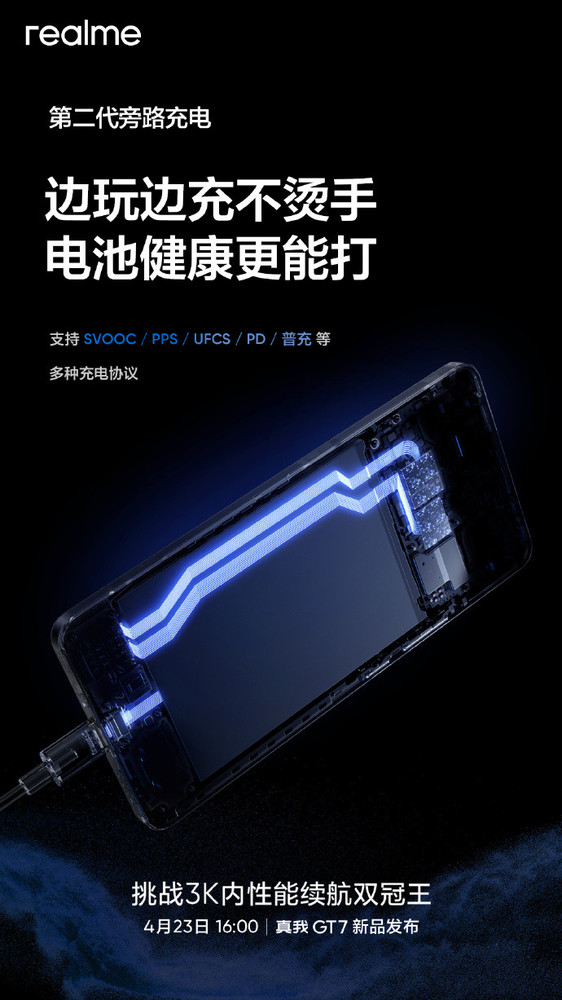 真我GT7全面支持第二代旁路充电 边玩边充不伤电池