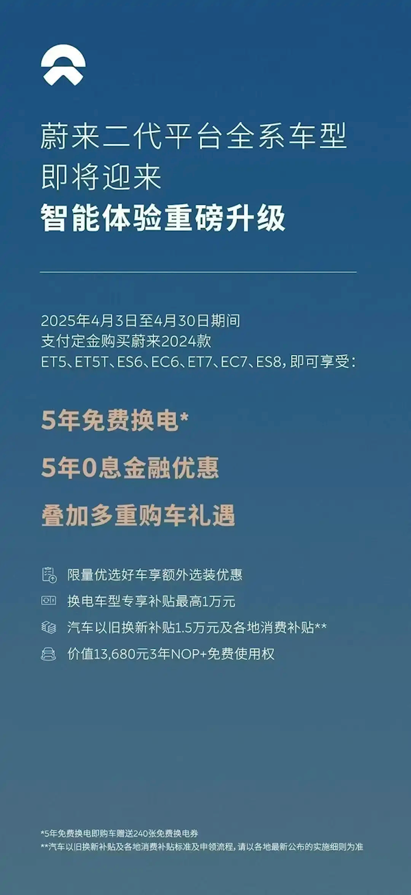 240张换电券免费送威力巨大！蔚来主品牌单周新增订单破7千台
