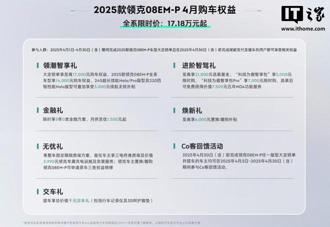 2025款领克08 EM-P四月购车权益公布：全系车型享14000元购车补贴