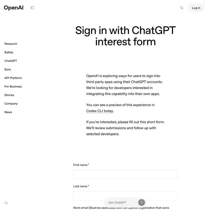 OpenAI持续挑战苹果、谷歌，探索ChatGPT账号登录第三方平台